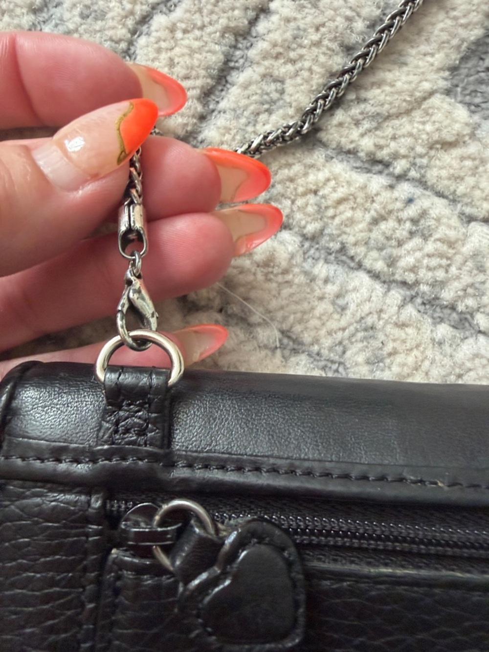 Brighton Black Leather Chain Clutch with Decorative Silver Accent - Picture 10 of 16